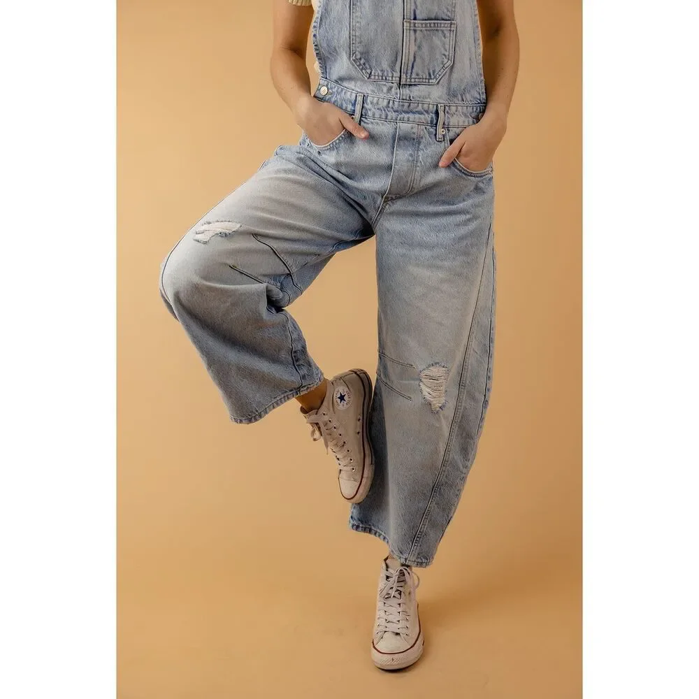 New Free People We The Free Good Luck Barrel Overalls Size XL